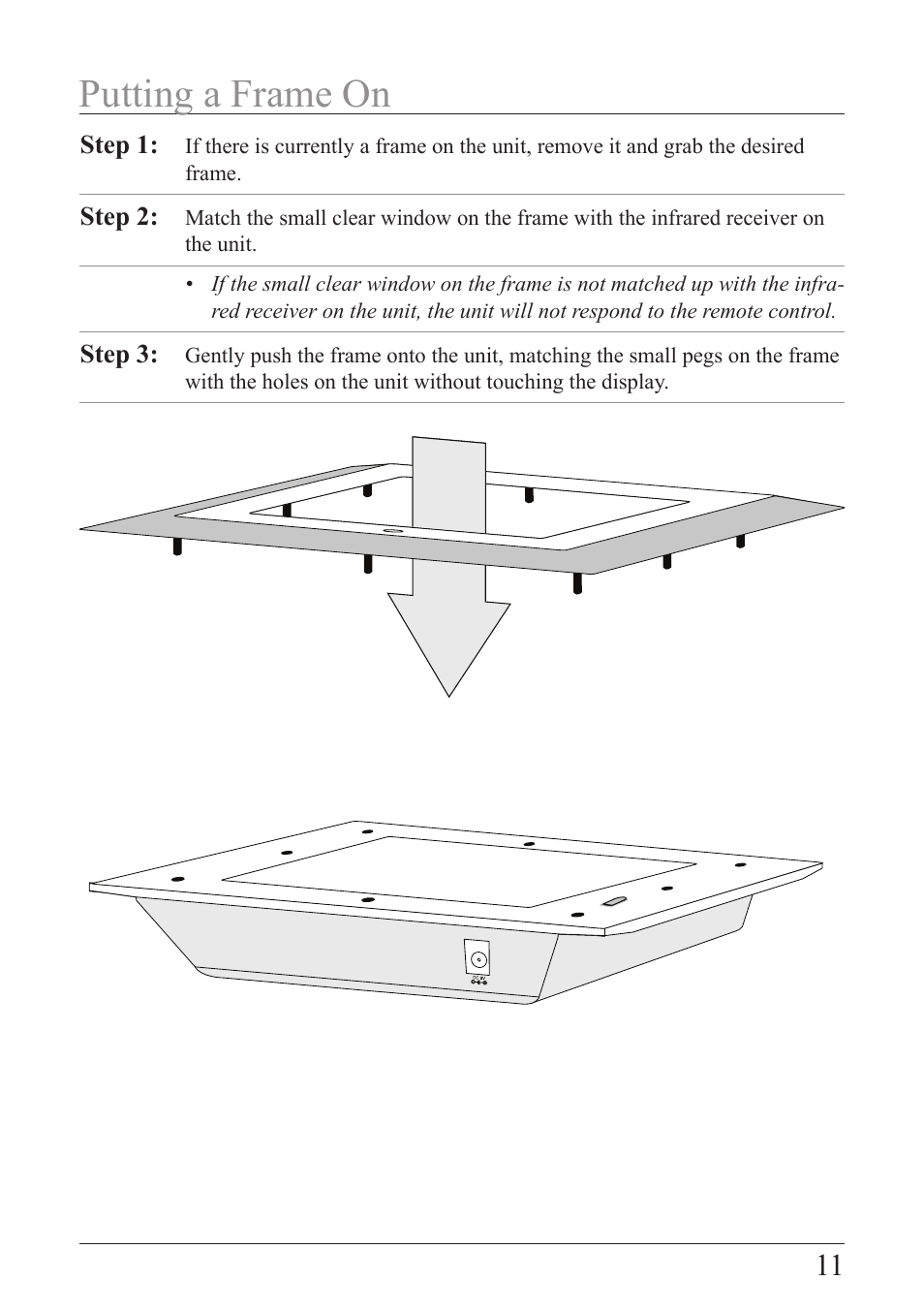 Putting a frame on | GPX PF 738 User Manual | Page 11 / 16