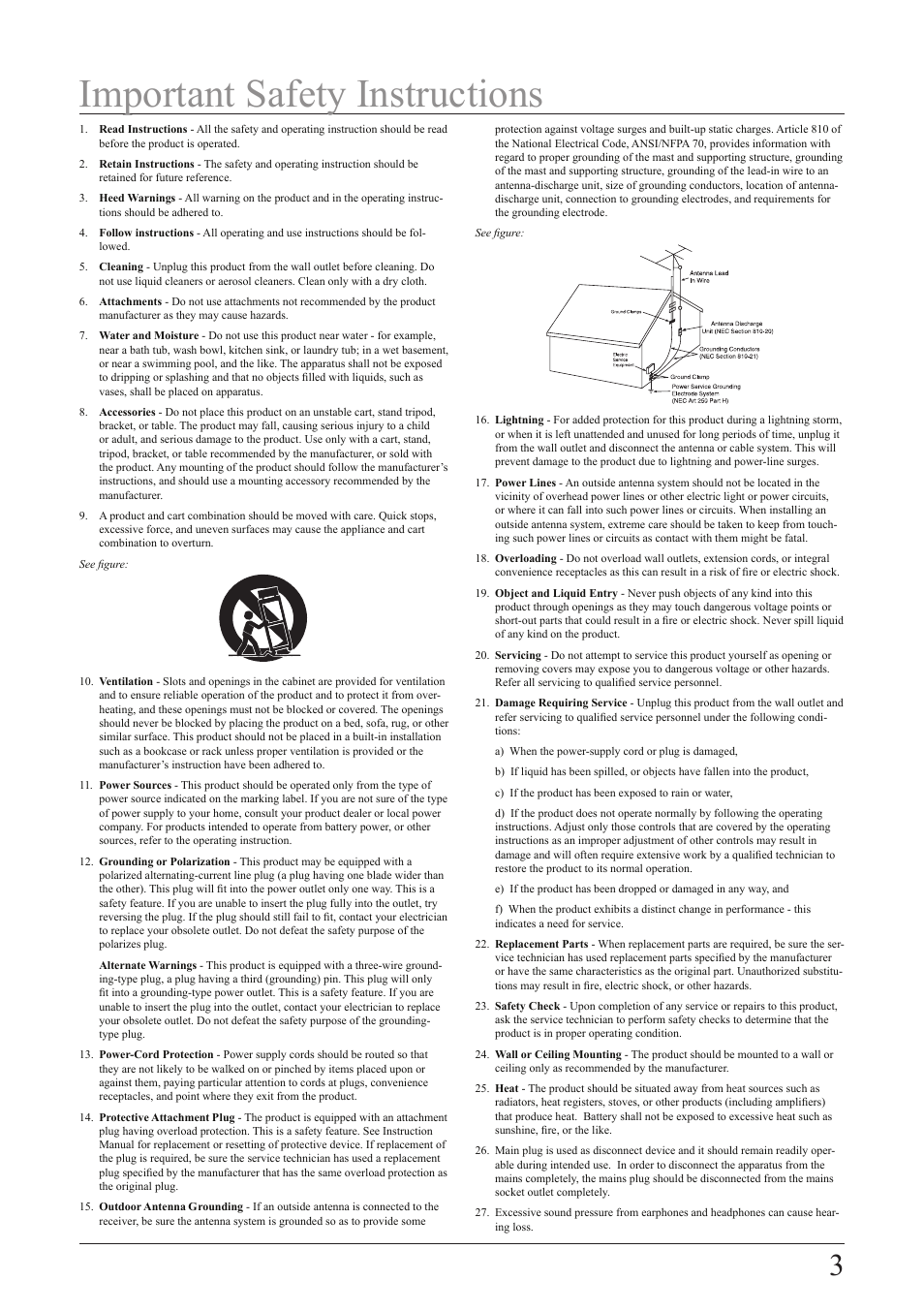 Important safety instructions | GPX PF 738 User Manual | Page 3 / 16