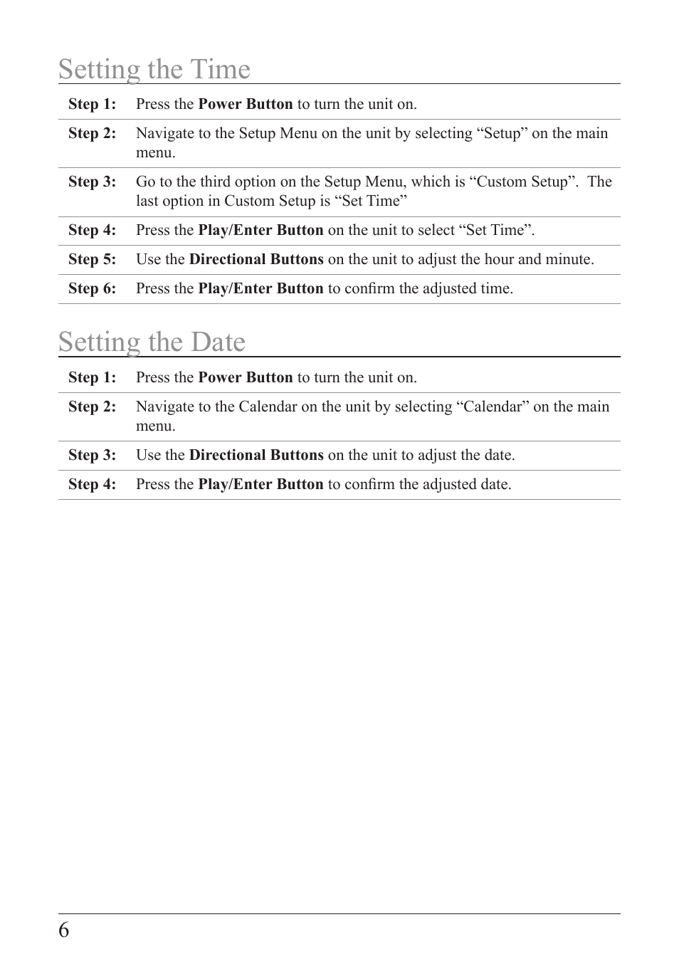 Setting the time, Setting the date | GPX PF 738 User Manual | Page 6 / 16