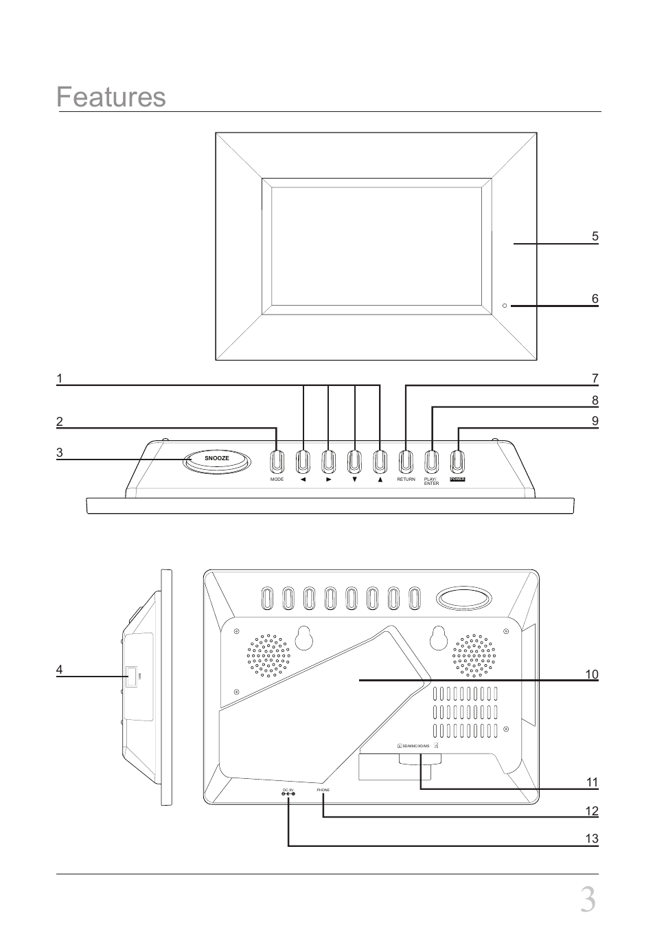Features | GPX PF907 User Manual | Page 3 / 8