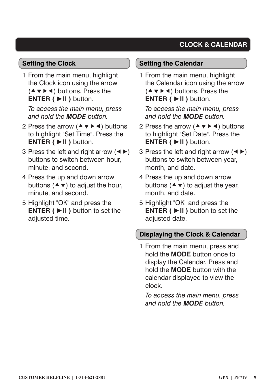 GPX PF719 User Manual | Page 9 / 16