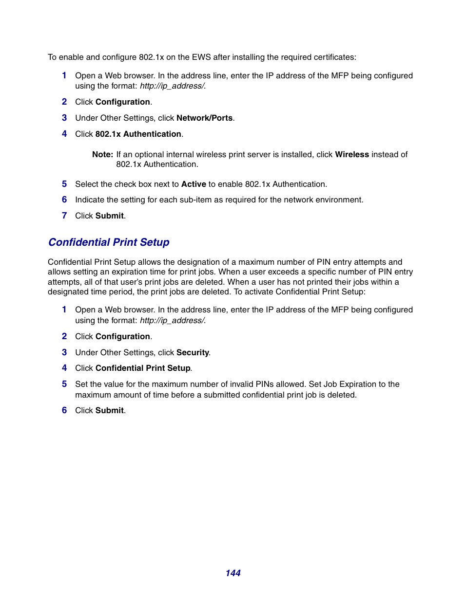 Confidential print setup | GPX X642 User Manual | Page 144 / 191