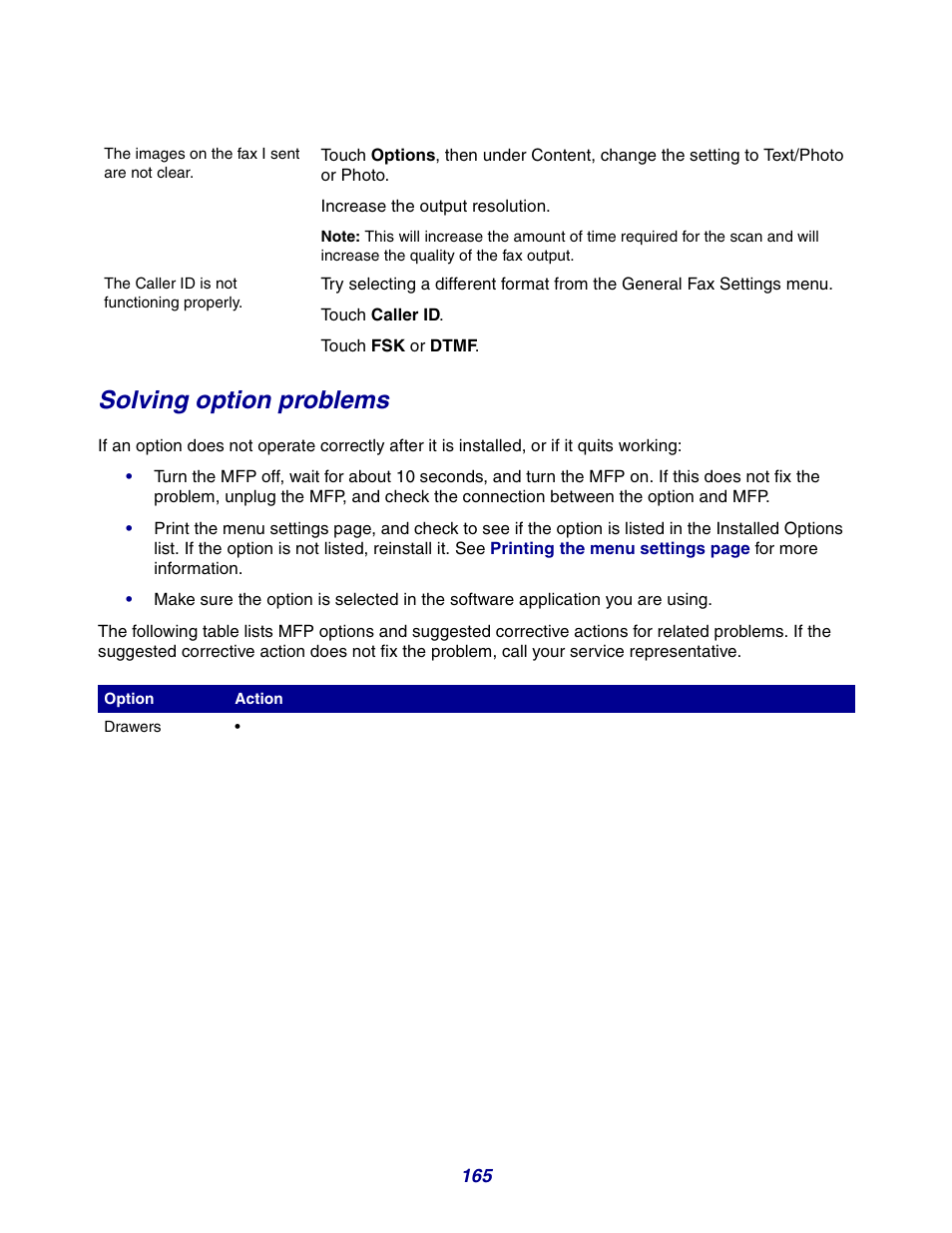Solving option problems | GPX X642 User Manual | Page 165 / 191