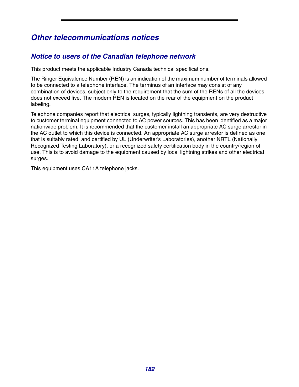 Other telecommunications notices, Notice to users of the canadian telephone network | GPX X642 User Manual | Page 182 / 191