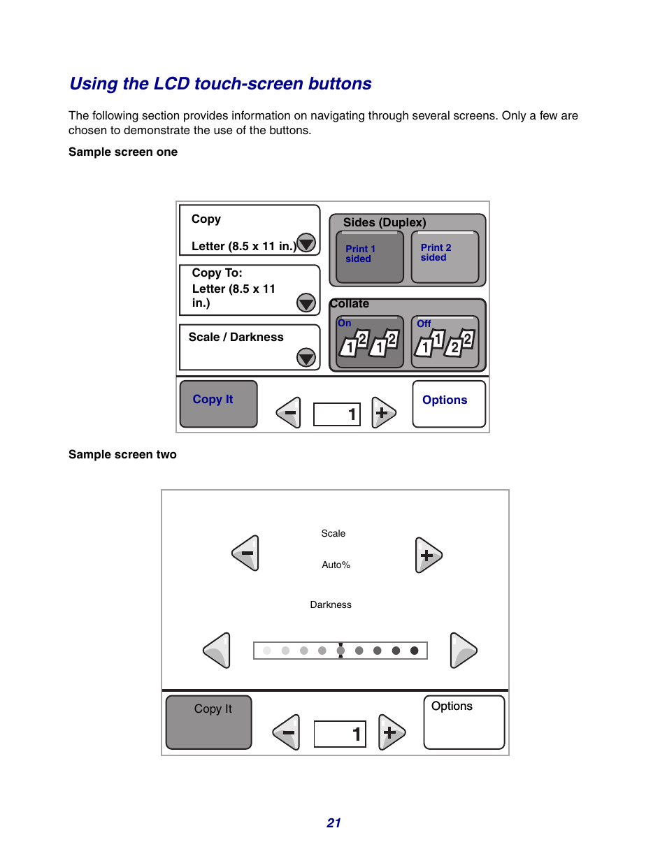 Using the lcd touch-screen buttons | GPX X642 User Manual | Page 21 / 191
