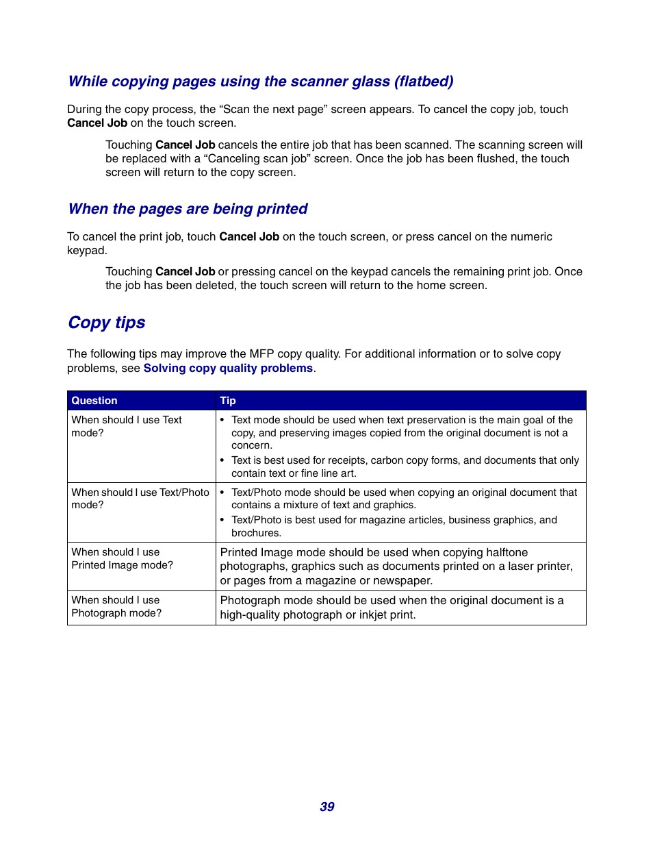 Copy tips, When the pages are being printed | GPX X642 User Manual | Page 39 / 191