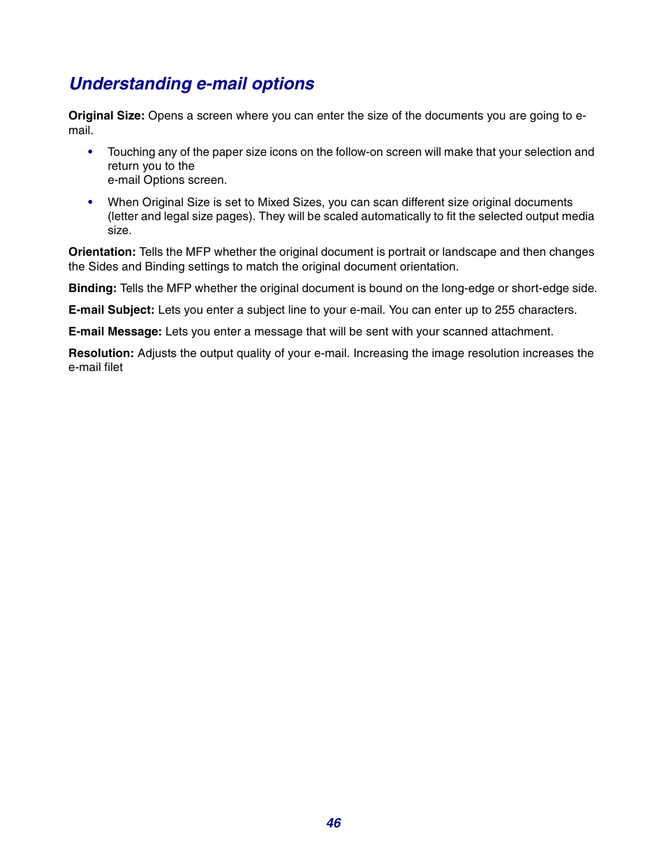 Understanding e-mail options | GPX X642 User Manual | Page 46 / 191