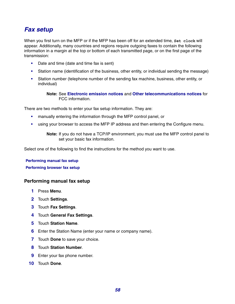 Fax setup, On, see | GPX X642 User Manual | Page 58 / 191