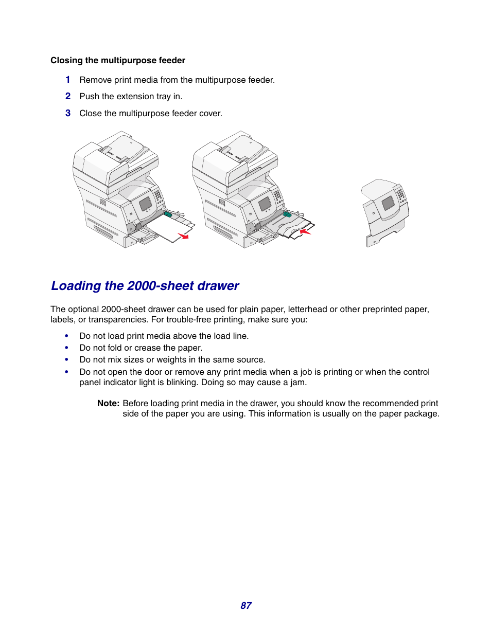 Loading the 2000-sheet drawer | GPX X642 User Manual | Page 87 / 191