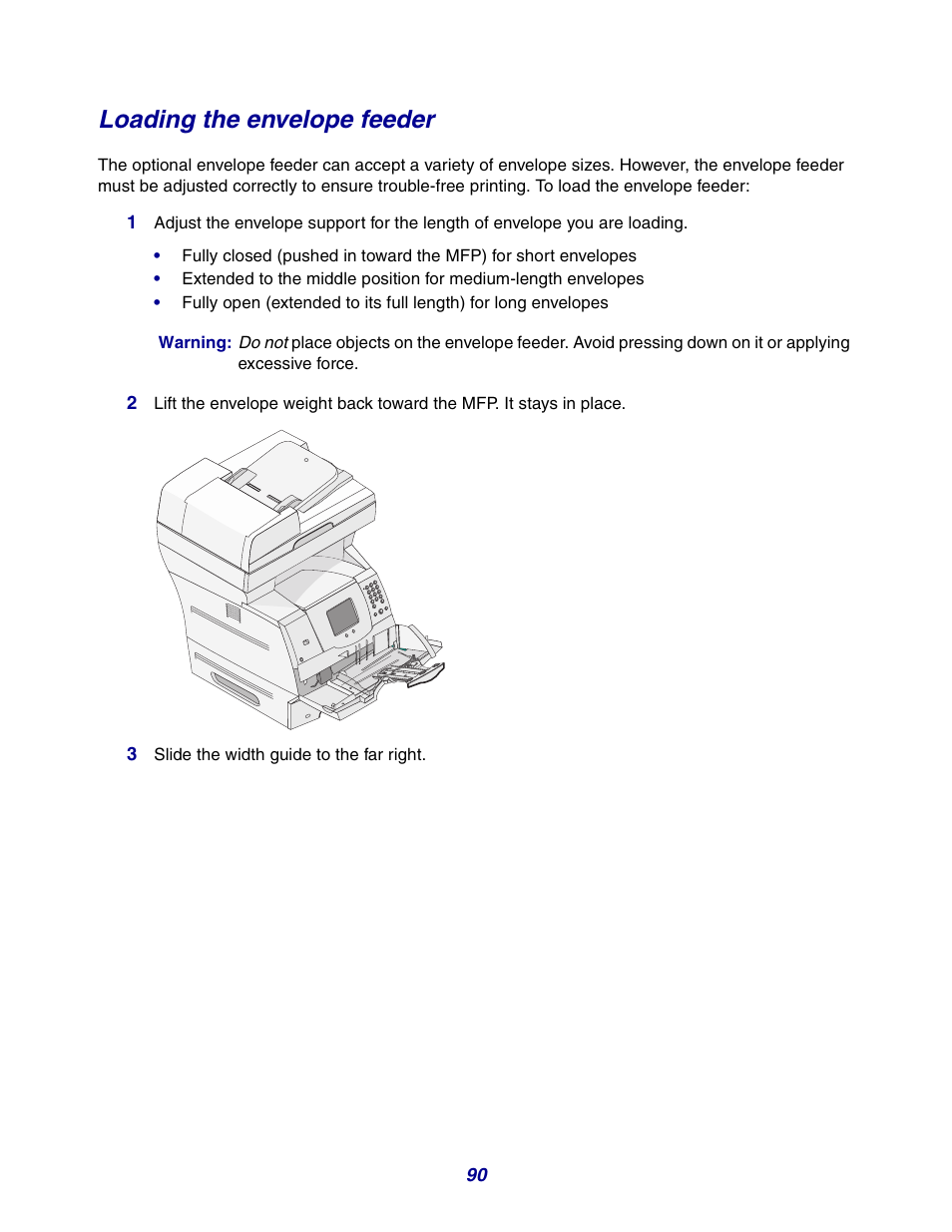 Loading the envelope feeder | GPX X642 User Manual | Page 90 / 191