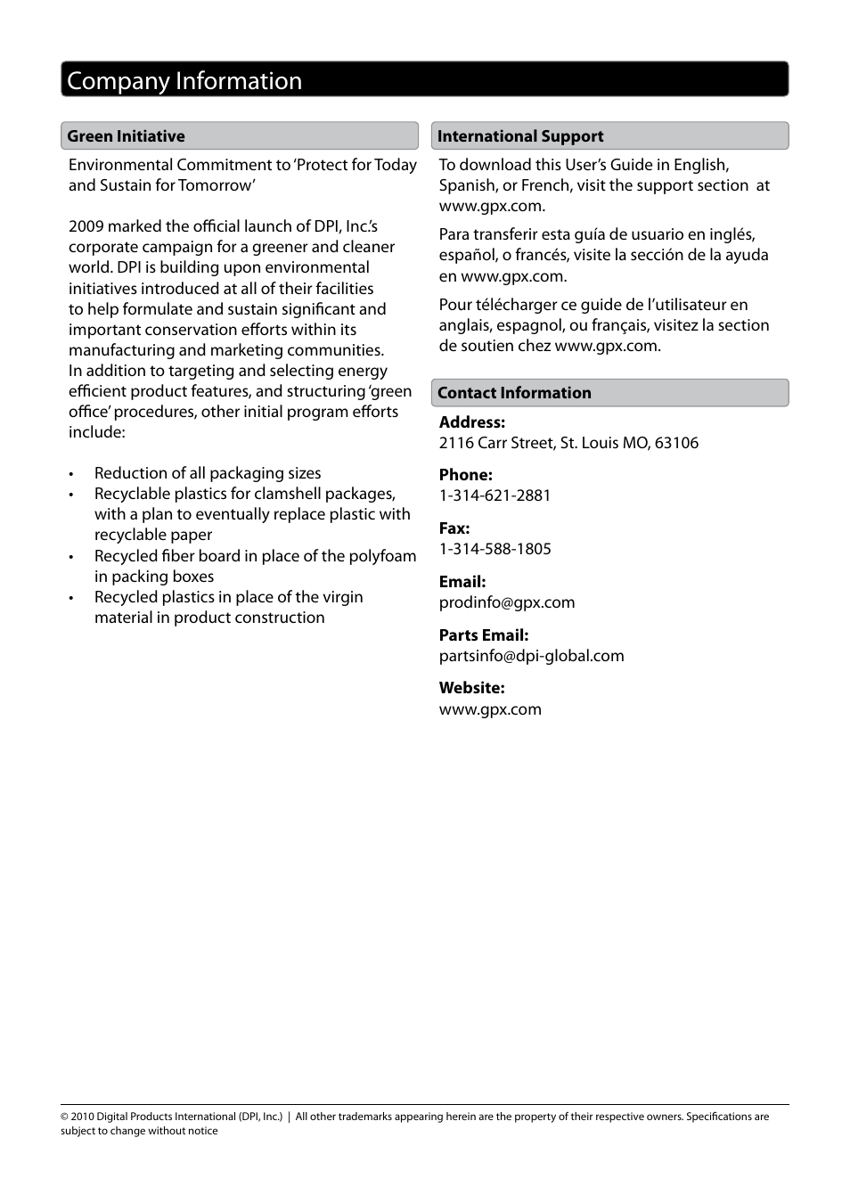 Company information | GPX TD2420AB User Manual | Page 16 / 16