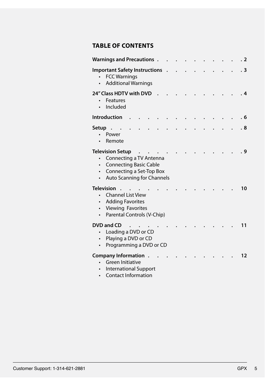 GPX TD2420AB User Manual | Page 5 / 16