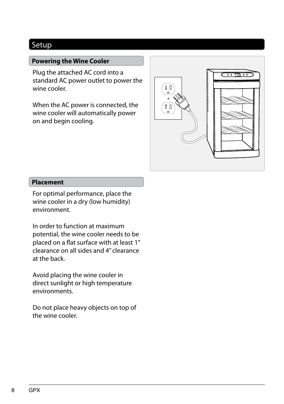 Setup | GPX AW80S User Manual | Page 8 / 12