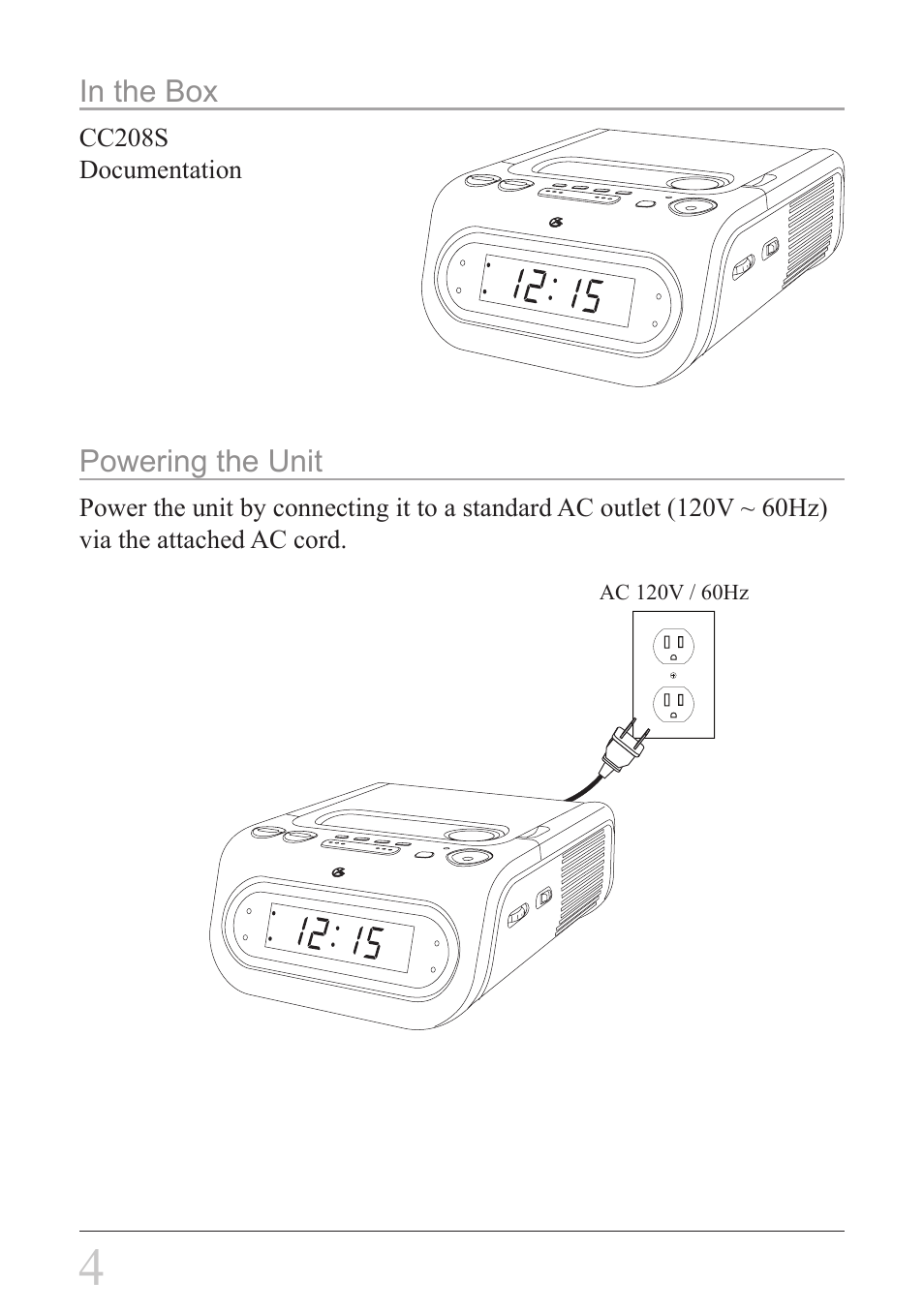 GPX CC208S User Manual | Page 4 / 8