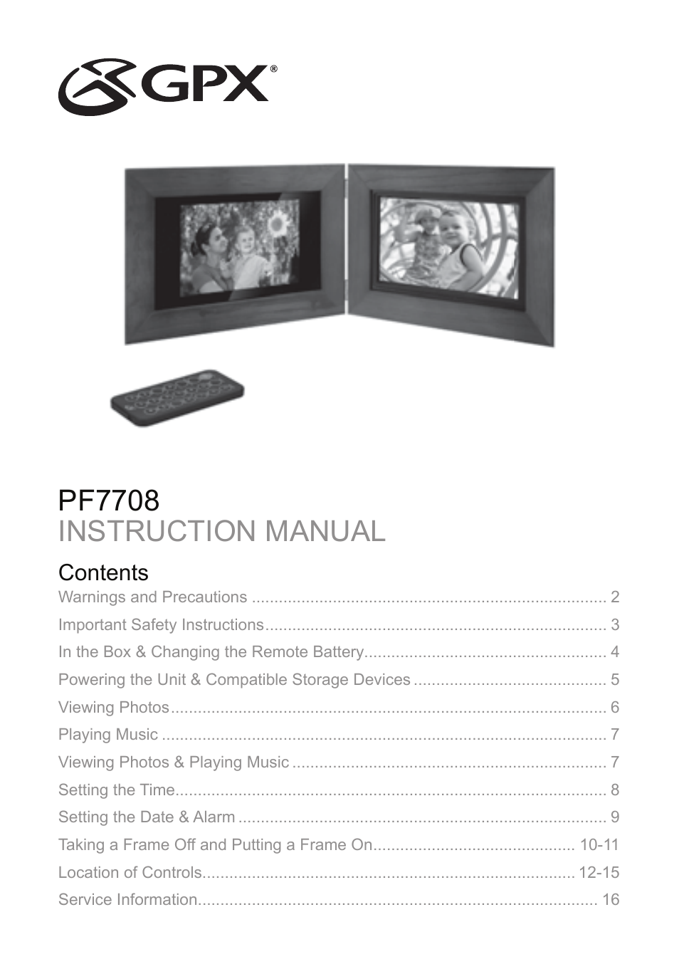 GPX PF7708 User Manual | 14 pages