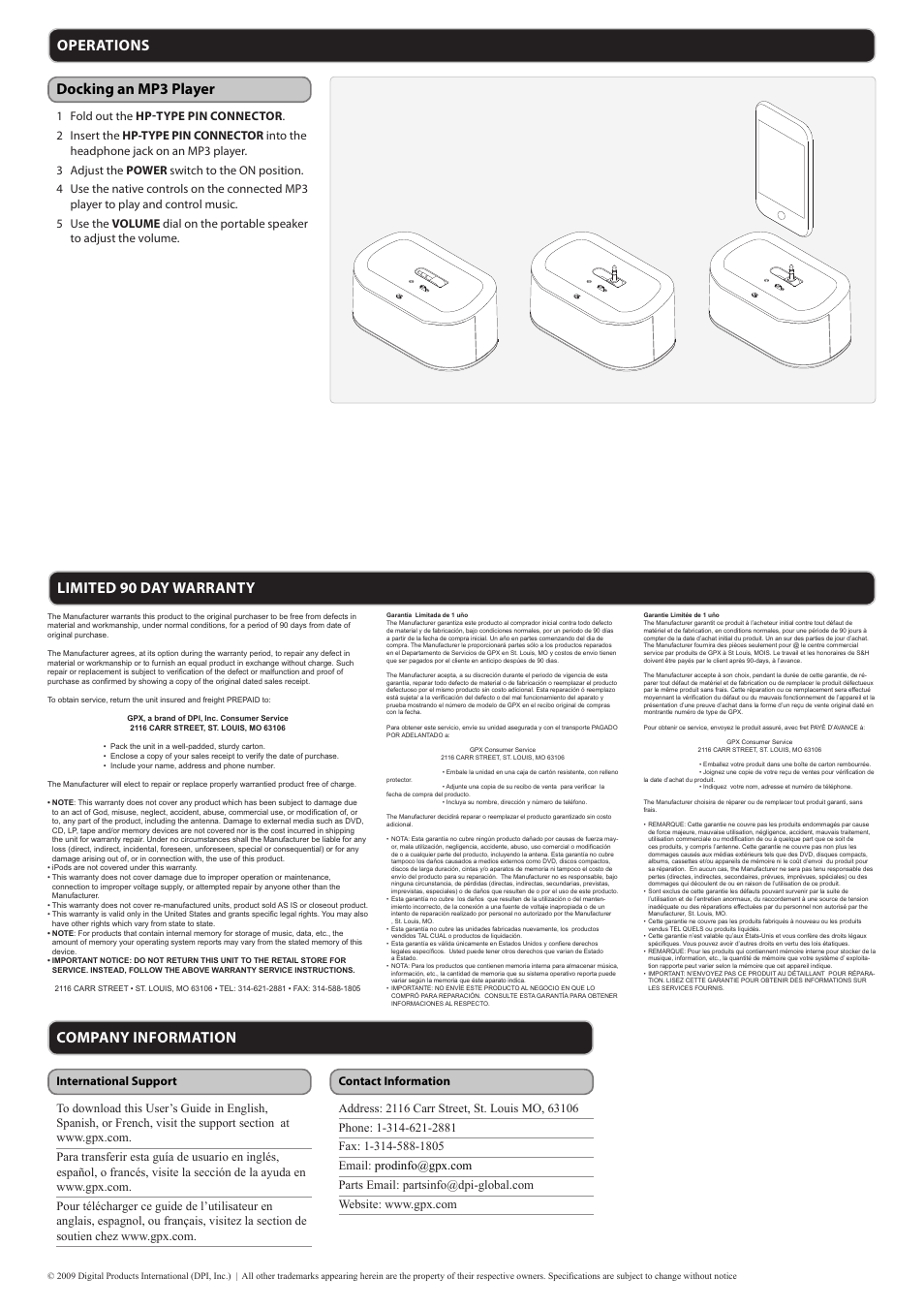 Limited 90 day warranty | GPX SA210B User Manual | Page 2 / 2