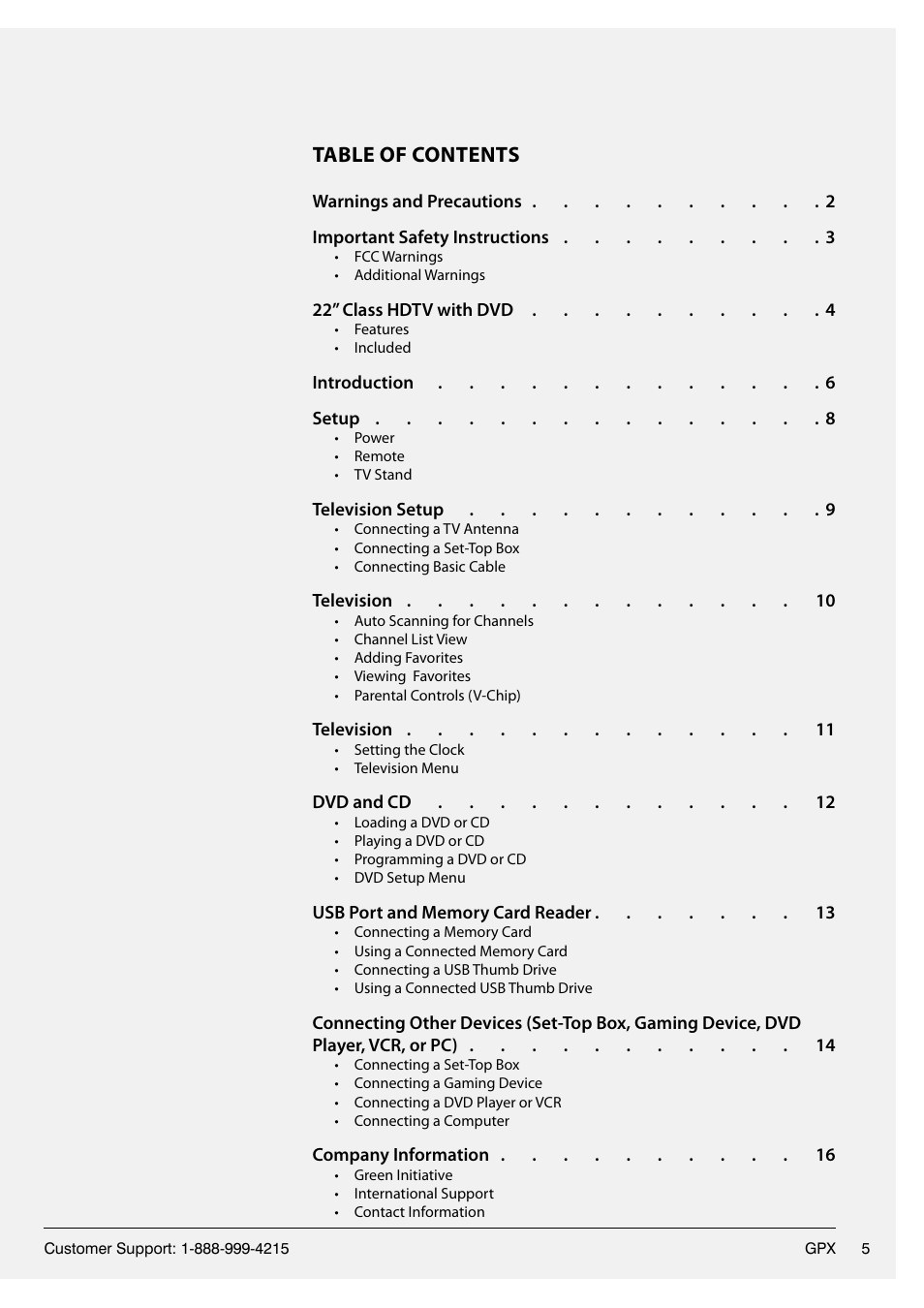 GPX TD2220 User Manual | Page 5 / 16
