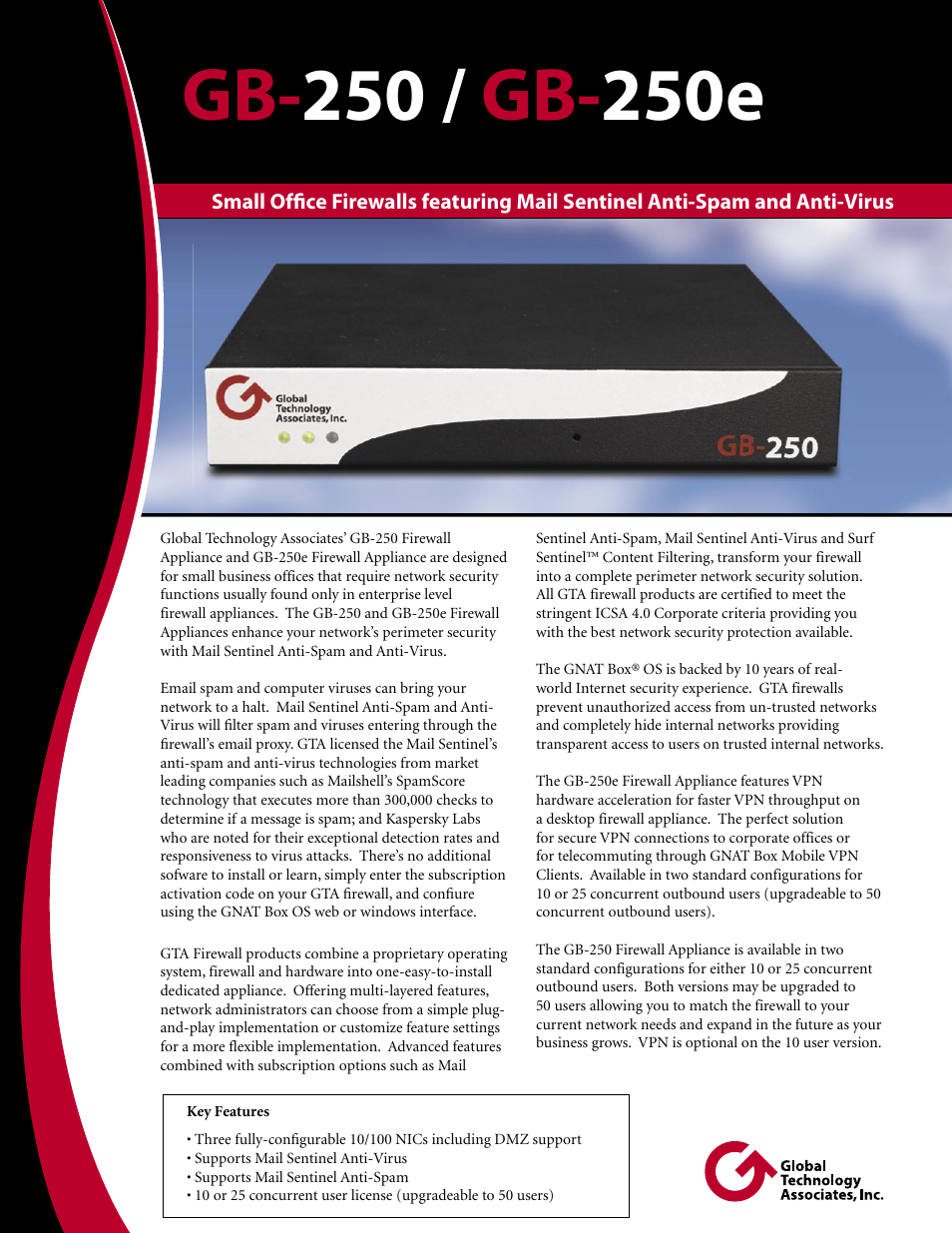Global Technology Associates GB-250e User Manual | 2 pages