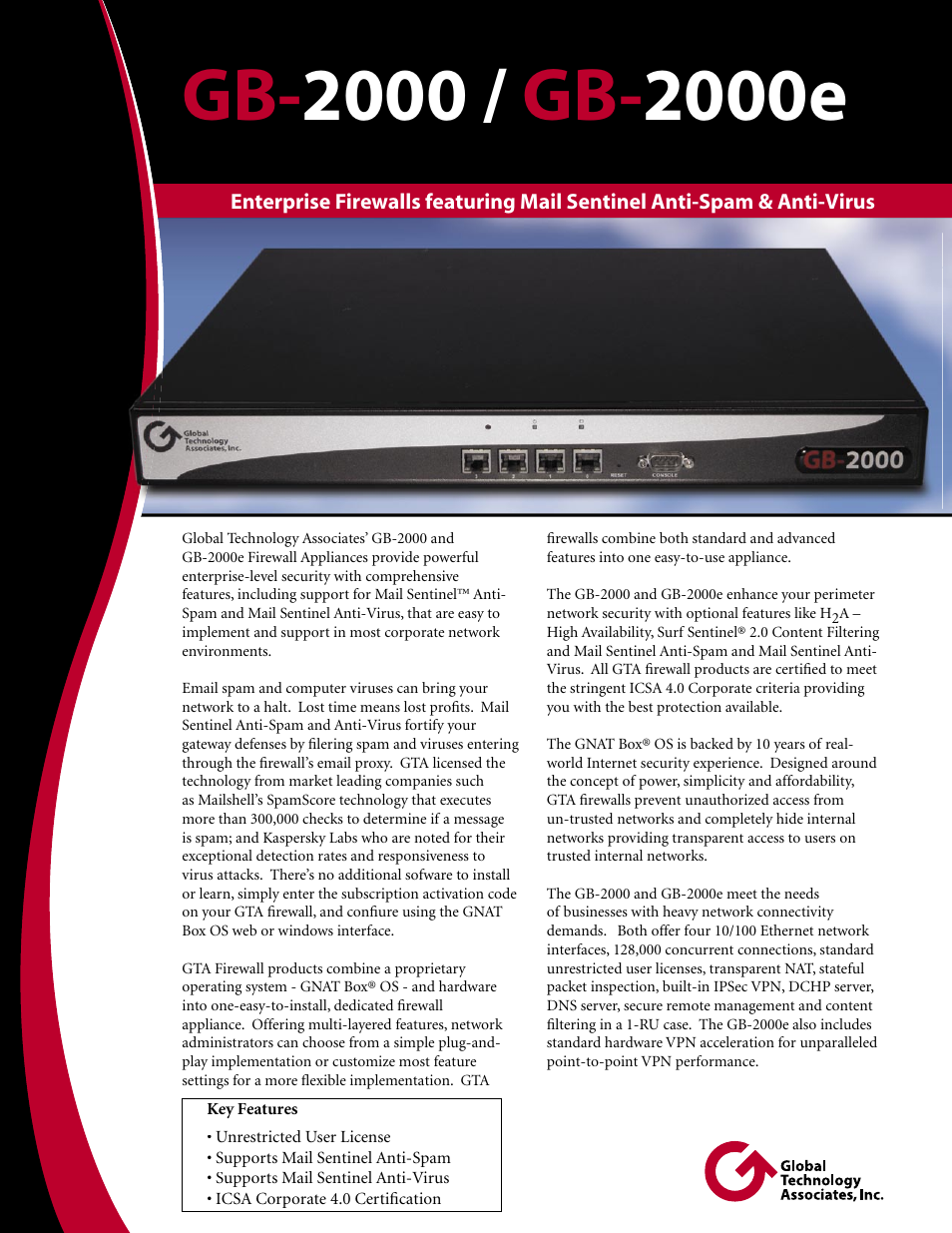 Global Technology Associates Firewall GB-2000e User Manual | 2 pages