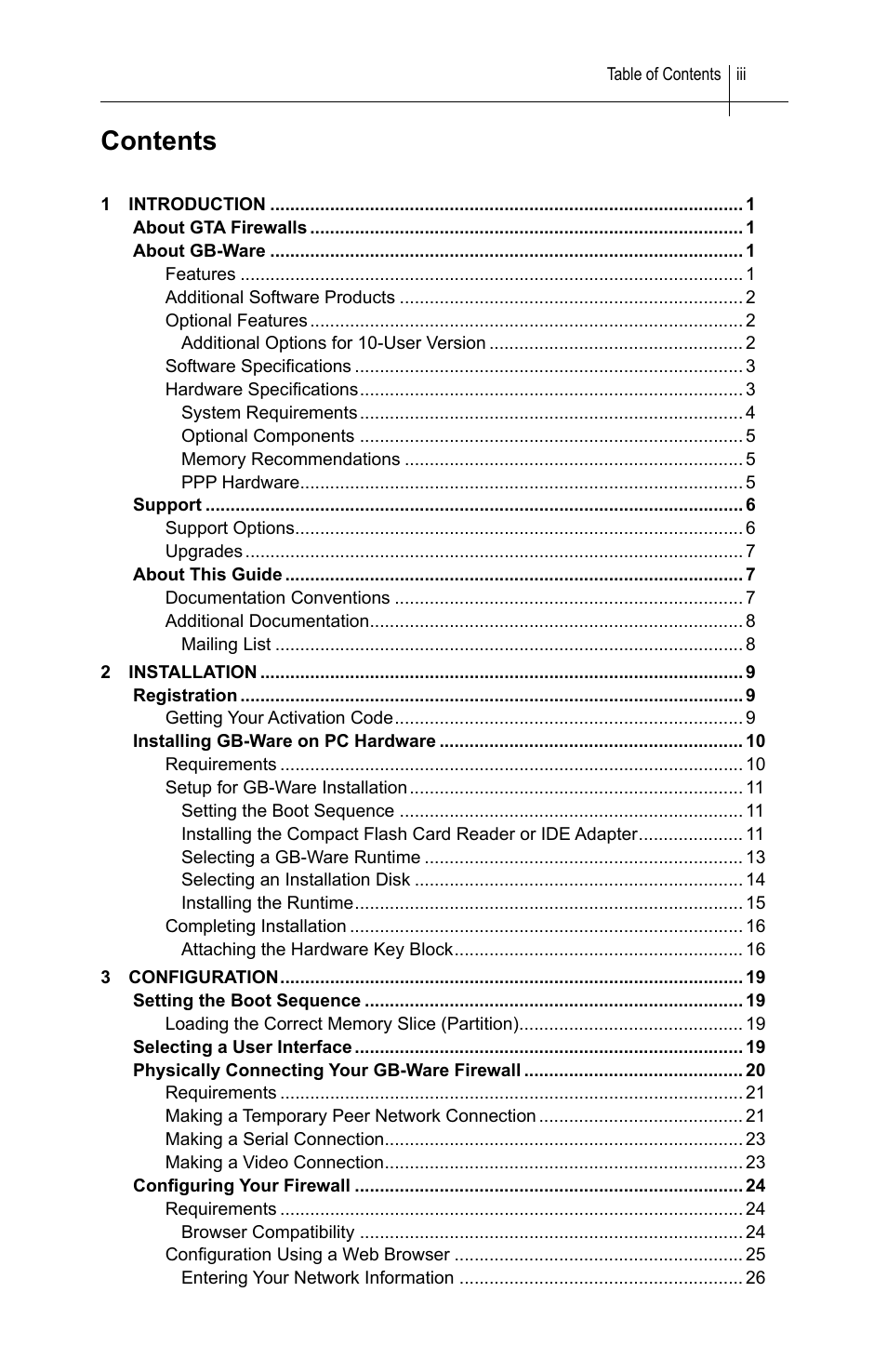 Global Technology Associates SOFTWARE FIREWALL GBWA200501-01 User Manual | Page 3 / 60