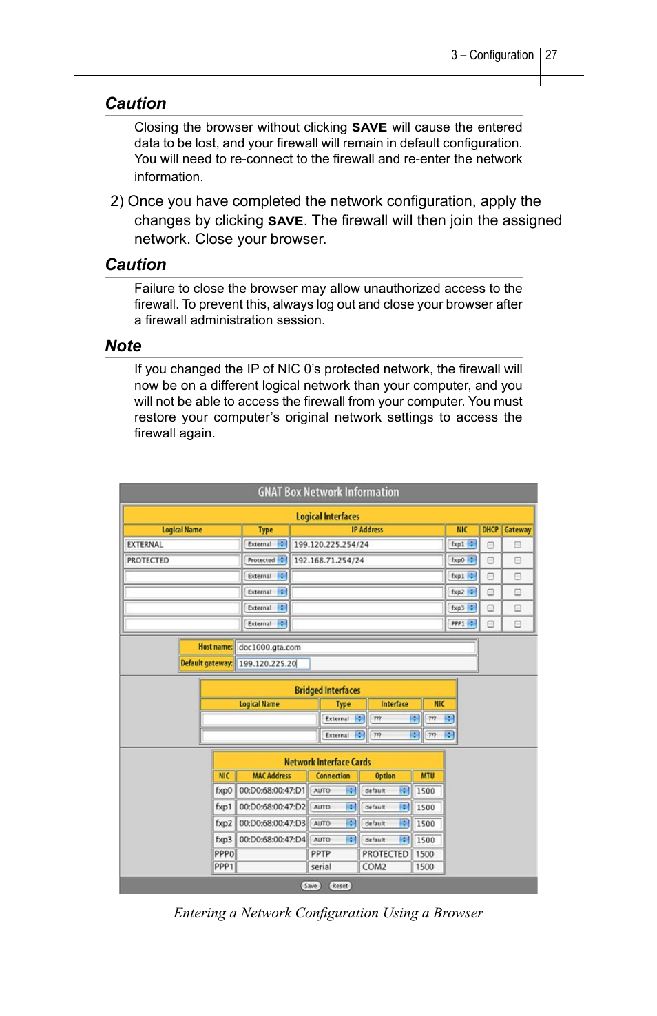 Caution | Global Technology Associates SOFTWARE FIREWALL GBWA200501-01 User Manual | Page 31 / 60