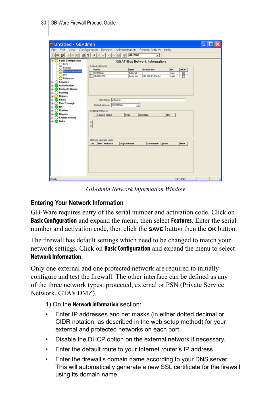 Entering your network information | Global Technology Associates SOFTWARE FIREWALL GBWA200501-01 User Manual | Page 34 / 60