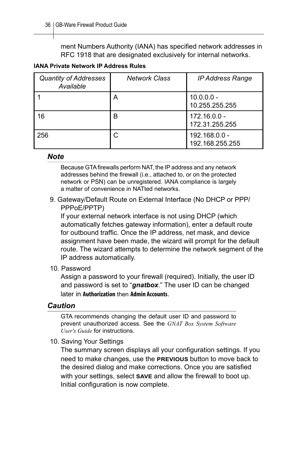 Global Technology Associates SOFTWARE FIREWALL GBWA200501-01 User Manual | Page 40 / 60