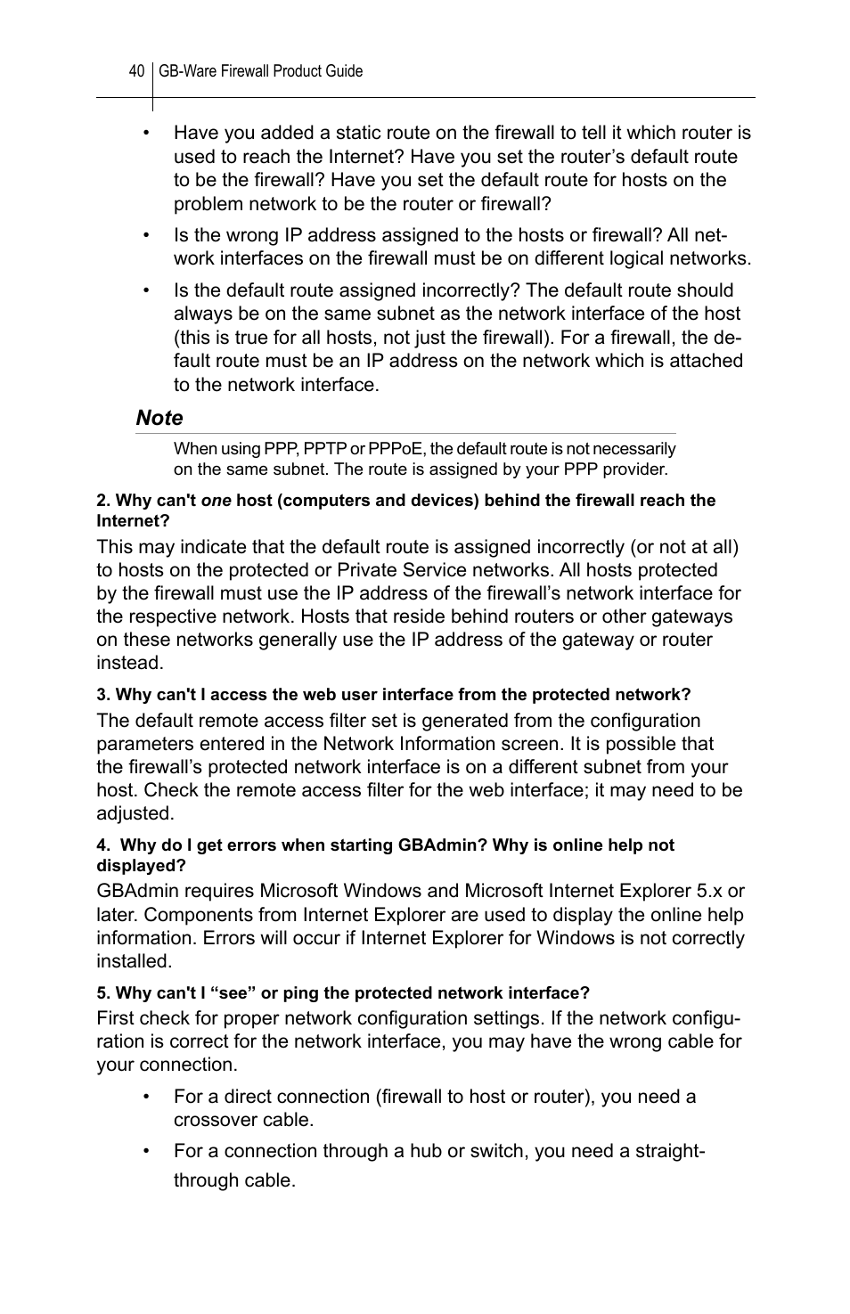Global Technology Associates SOFTWARE FIREWALL GBWA200501-01 User Manual | Page 44 / 60
