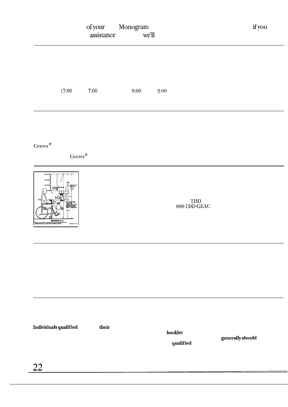 Consumer services, In-home repair service, Ge answer center | For customers with special needs, Service contracts, Parts and accessories | GE Monogram ZS48N User Manual | Page 22 / 24