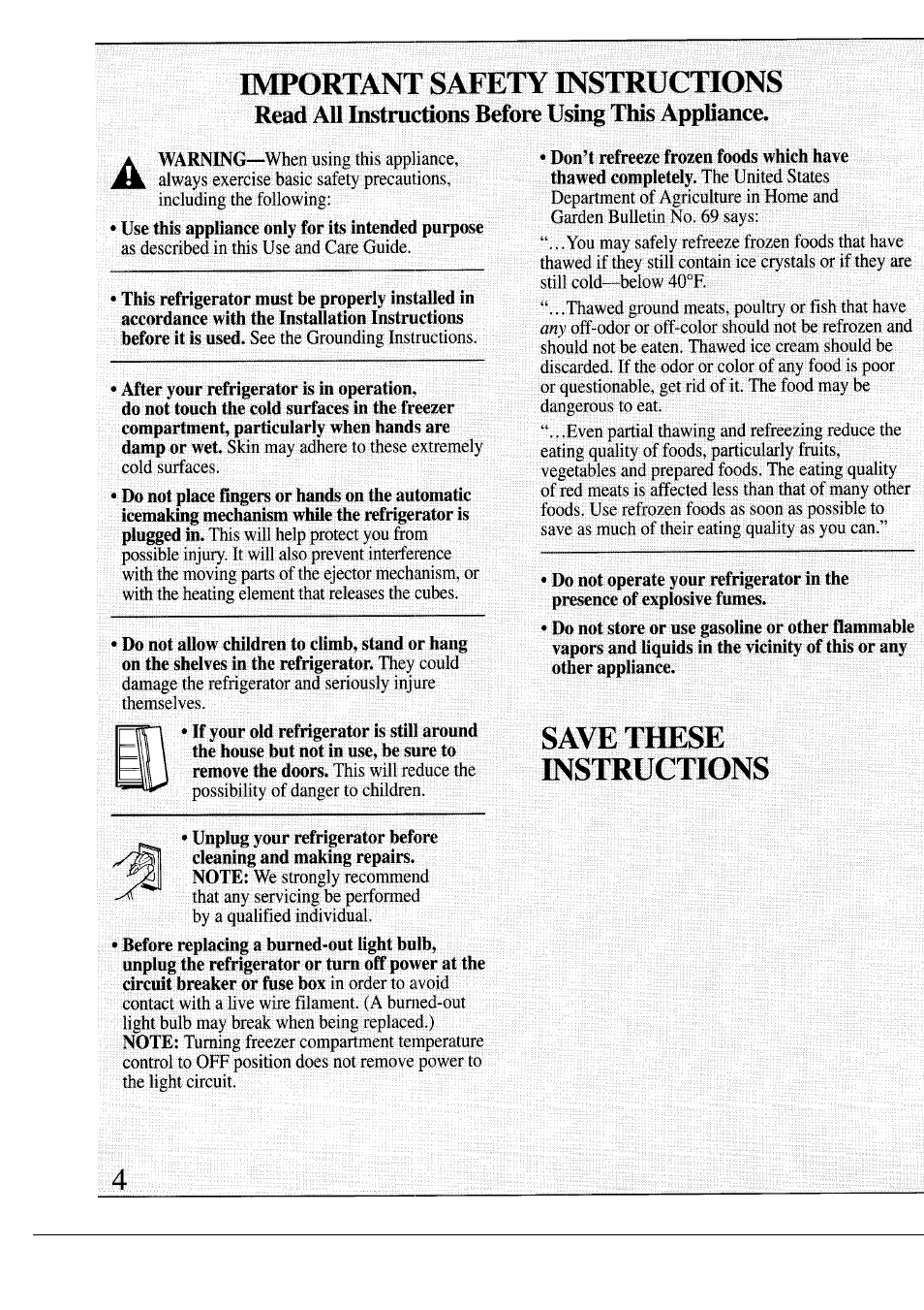 Safety instructions | GE Monogram ZS48N User Manual | Page 4 / 24