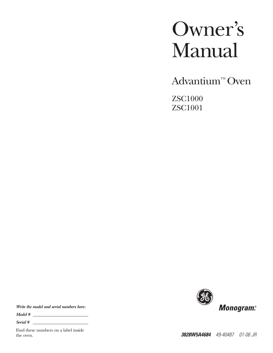 GE Monogram ZSC1000 User Manual | 44 pages