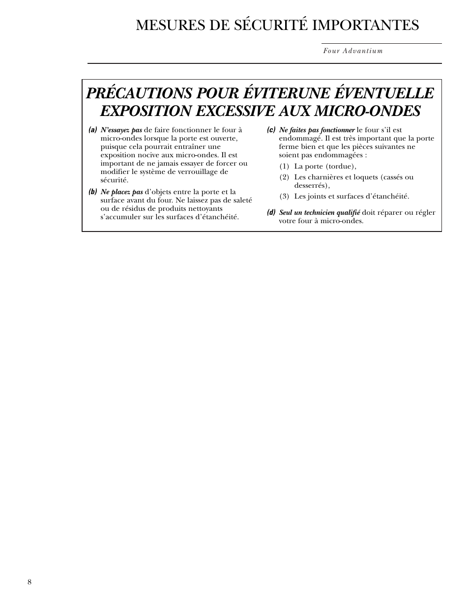 Mesures de sécurité importantes | GE Monogram ZSC1000 User Manual | Page 8 / 44