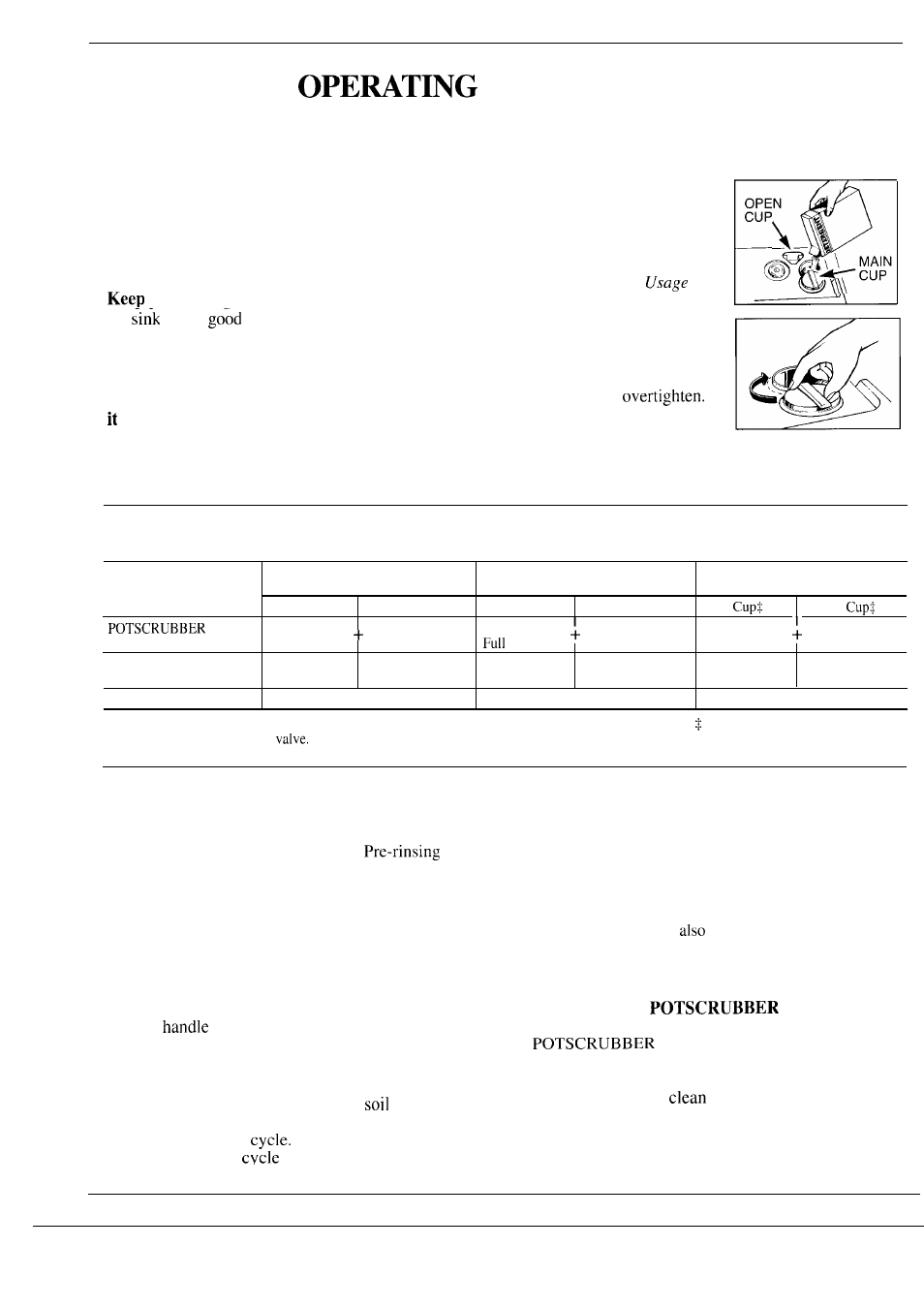 Detergent guide dispenser cups, Instructions, Detergent usage guide (powder of liquid) | How to prepare the dishes for washing | GE Monogram ZBD3000 User Manual | Page 14 / 28