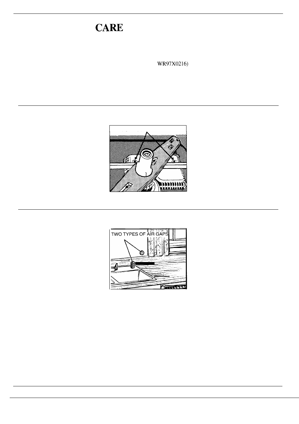 Air gap, Care and cleaning, User maintenance | Winter storage, And cleaning, User maintenance instructions, Not using your dishwasher in, Winter? protect against freezing, Built-in dishwashers often use, An air gap. keep it clean | GE Monogram ZBD3000 User Manual | Page 19 / 28