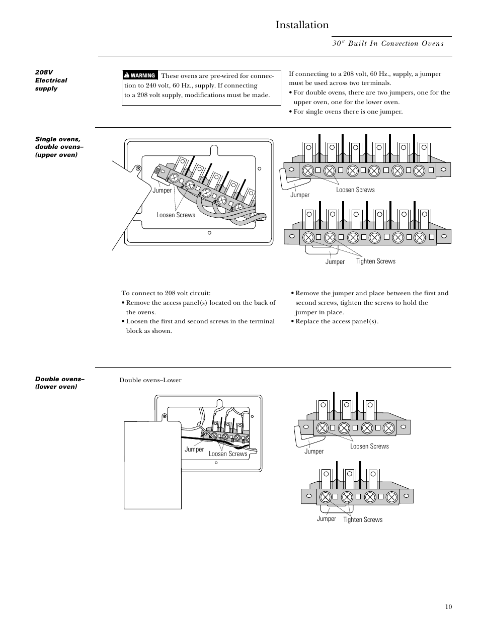 Installation | GE Monogram ZET857SYSS User Manual | Page 10 / 16