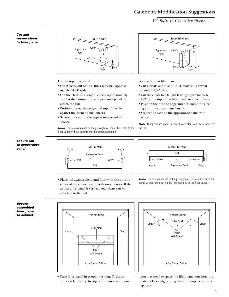 Cabinetry modification suggestions | GE Monogram ZET857SYSS User Manual | Page 15 / 16