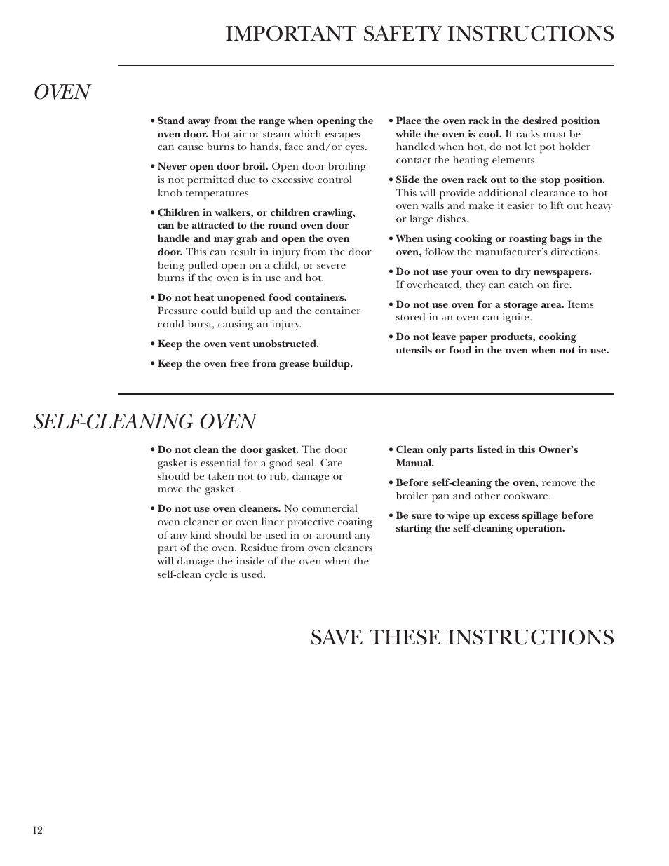 Self-cleaning oven | GE Monogram ZDP36N4R User Manual | Page 12 / 44