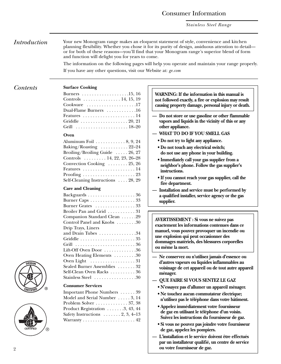 GE Monogram ZDP36N4R User Manual | Page 2 / 44