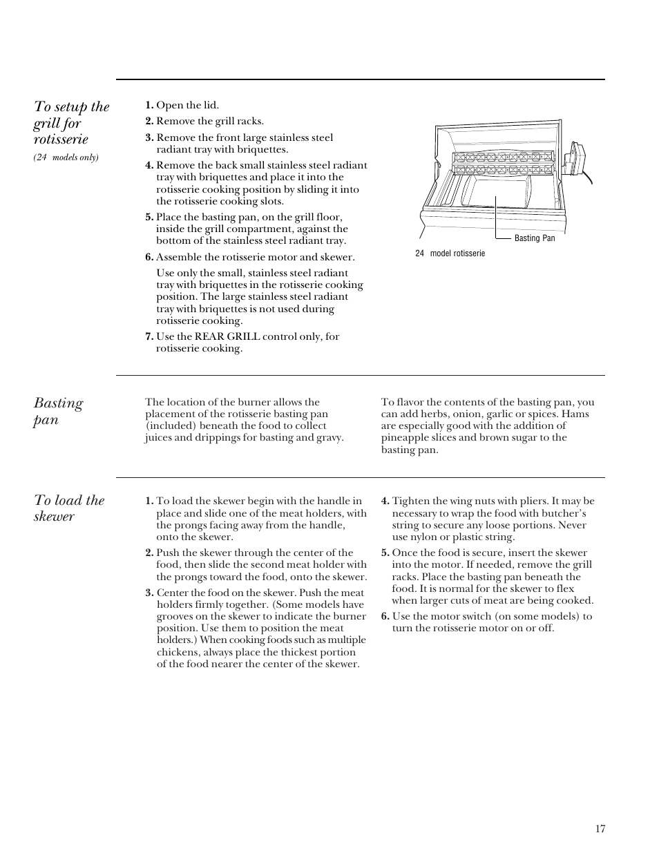 Basting pan | GE Monogram Gas Grill User Manual | Page 17 / 32