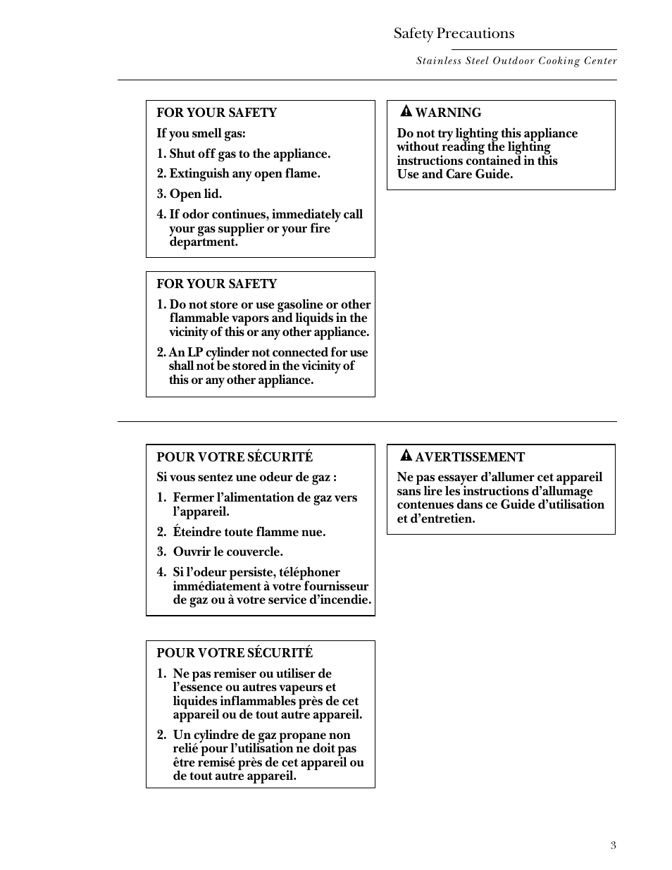 Safety instructions, Safety instructions , 5–7 | GE Monogram Gas Grill User Manual | Page 3 / 32