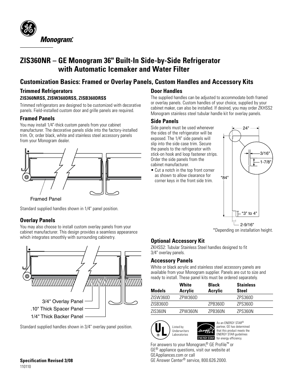 GE Monogram ZIS360NR User Manual | Page 2 / 6