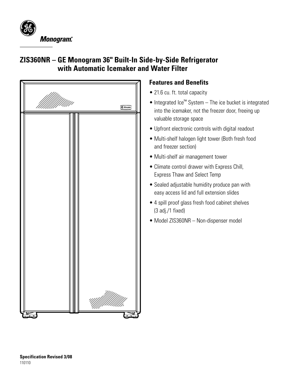 Zis360nr | GE Monogram ZIS360NR User Manual | Page 6 / 6