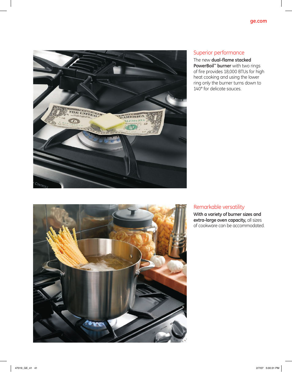 Superior performance, Remarkable versatility | GE Monogram PGS975 User Manual | Page 3 / 11