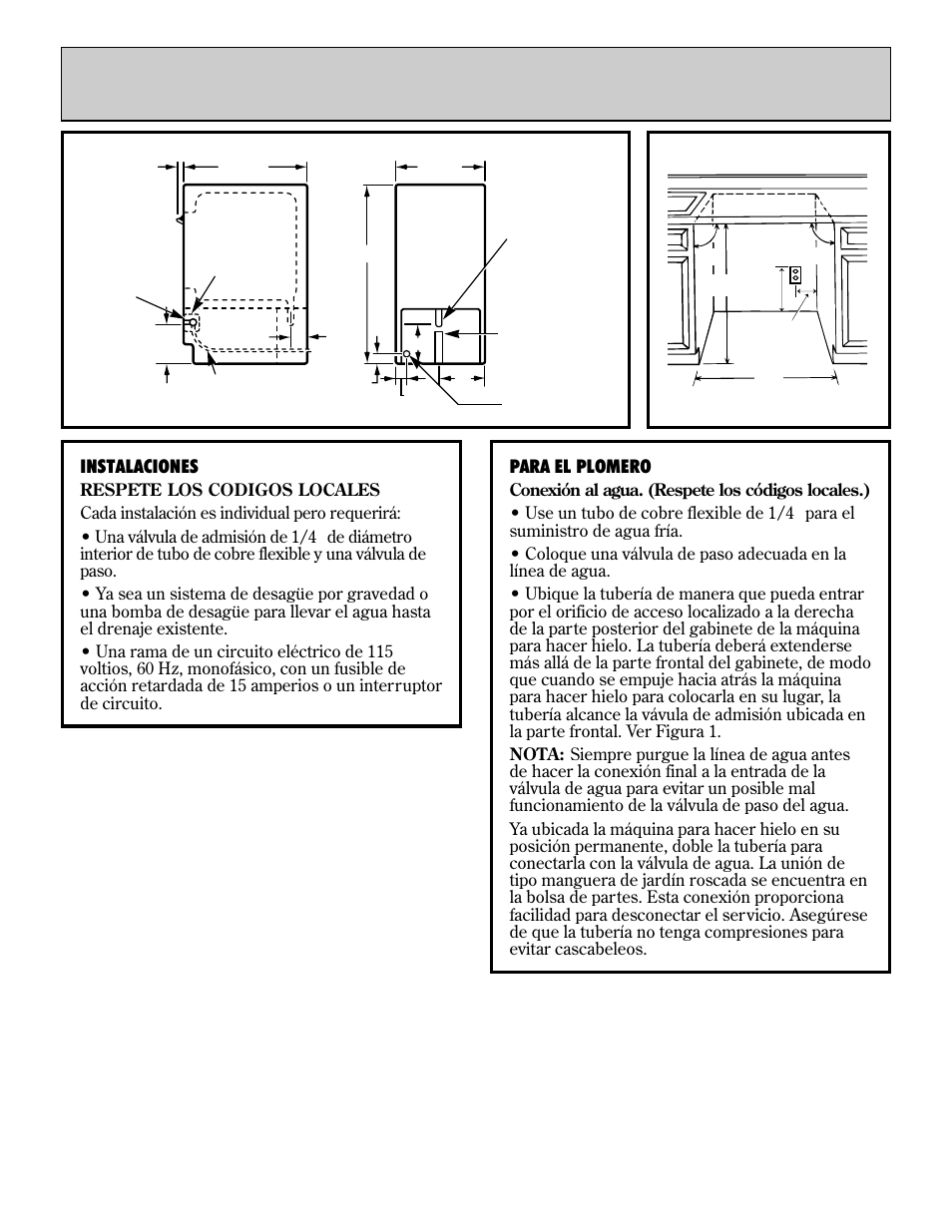 Instrucciones para la instalacion, Instalaciones, Para el plomero | GE Monogram ZDIW50 User Manual | Page 39 / 44
