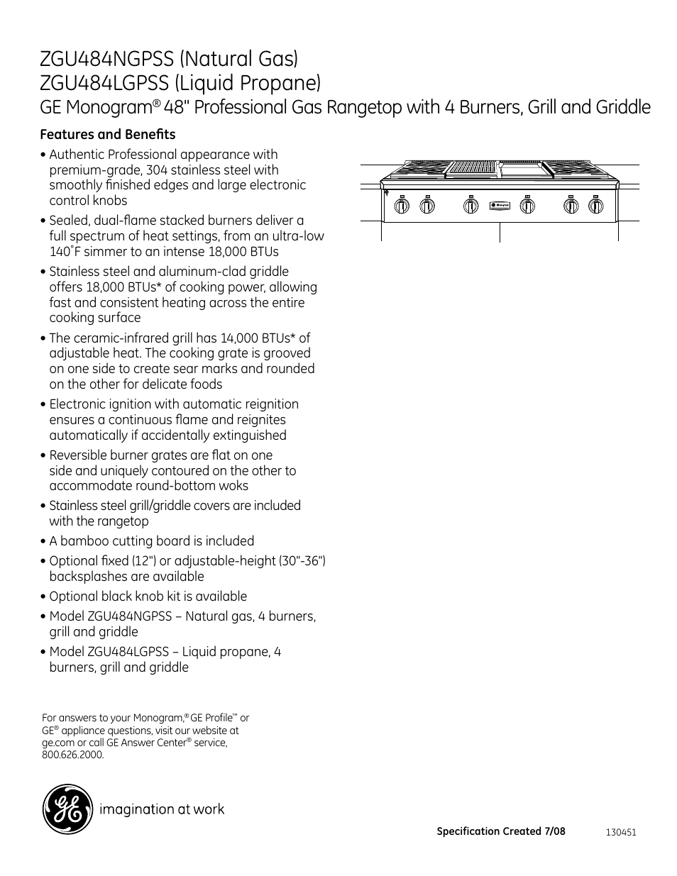 Ge monogram | GE ZGU484NGPSS User Manual | Page 3 / 3