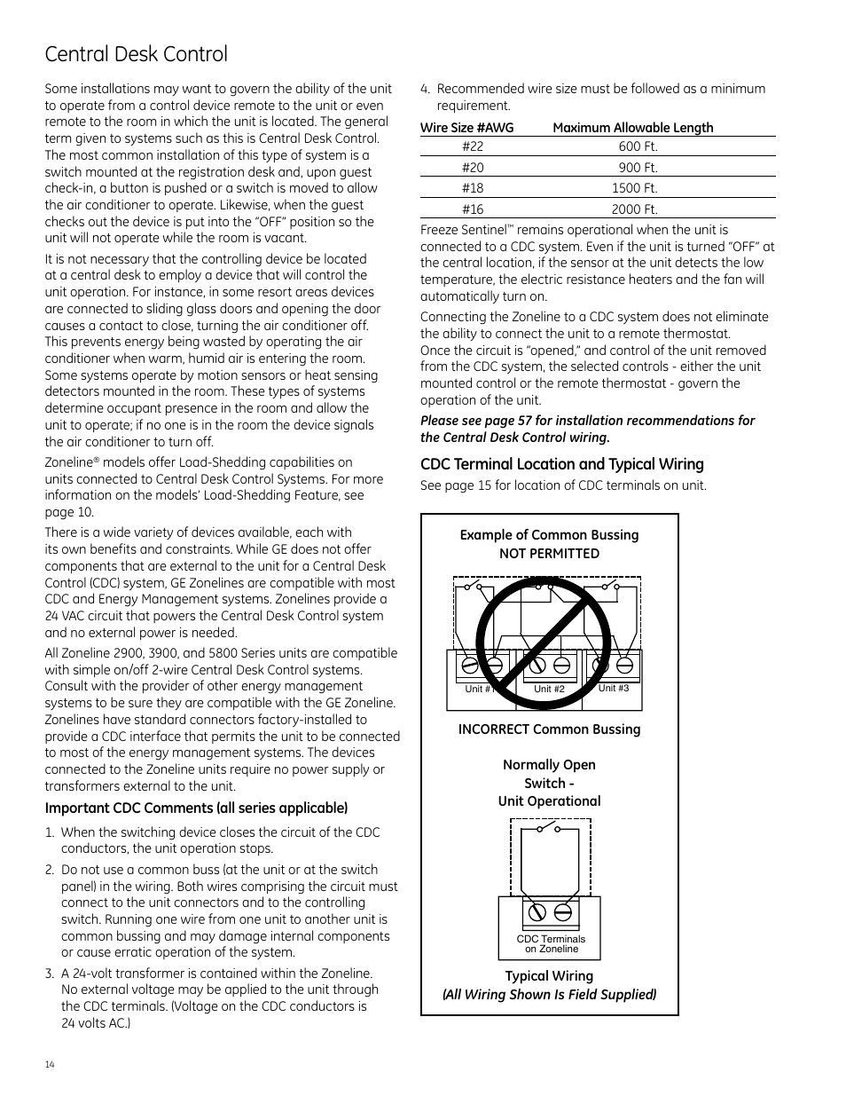 Central desk control | GE Monogram 5800 Series User Manual | Page 14 / 60