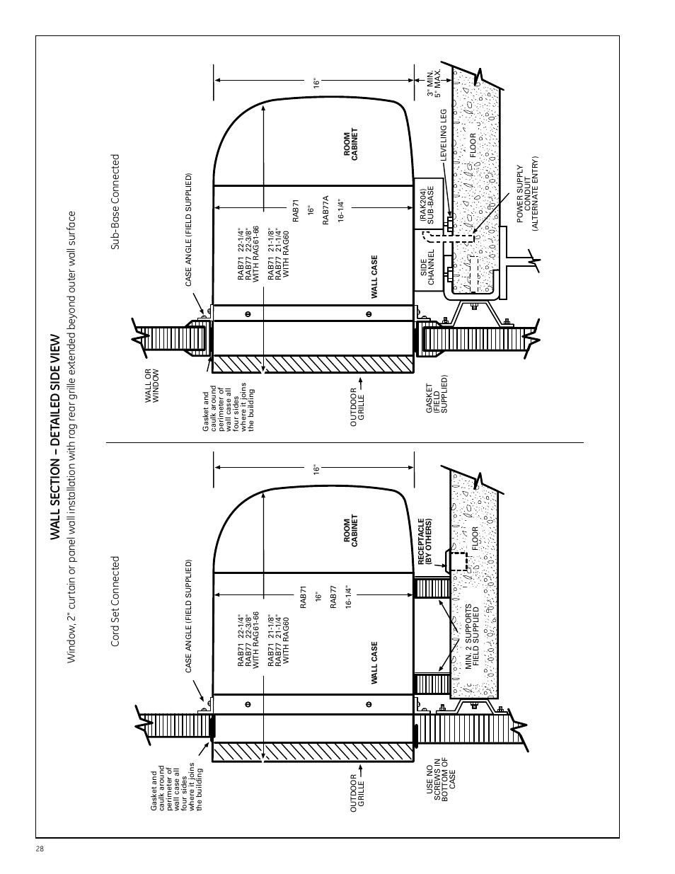 Wal l se ct io n – d et ai le d s id e vi ew | GE Monogram 5800 Series User Manual | Page 28 / 60
