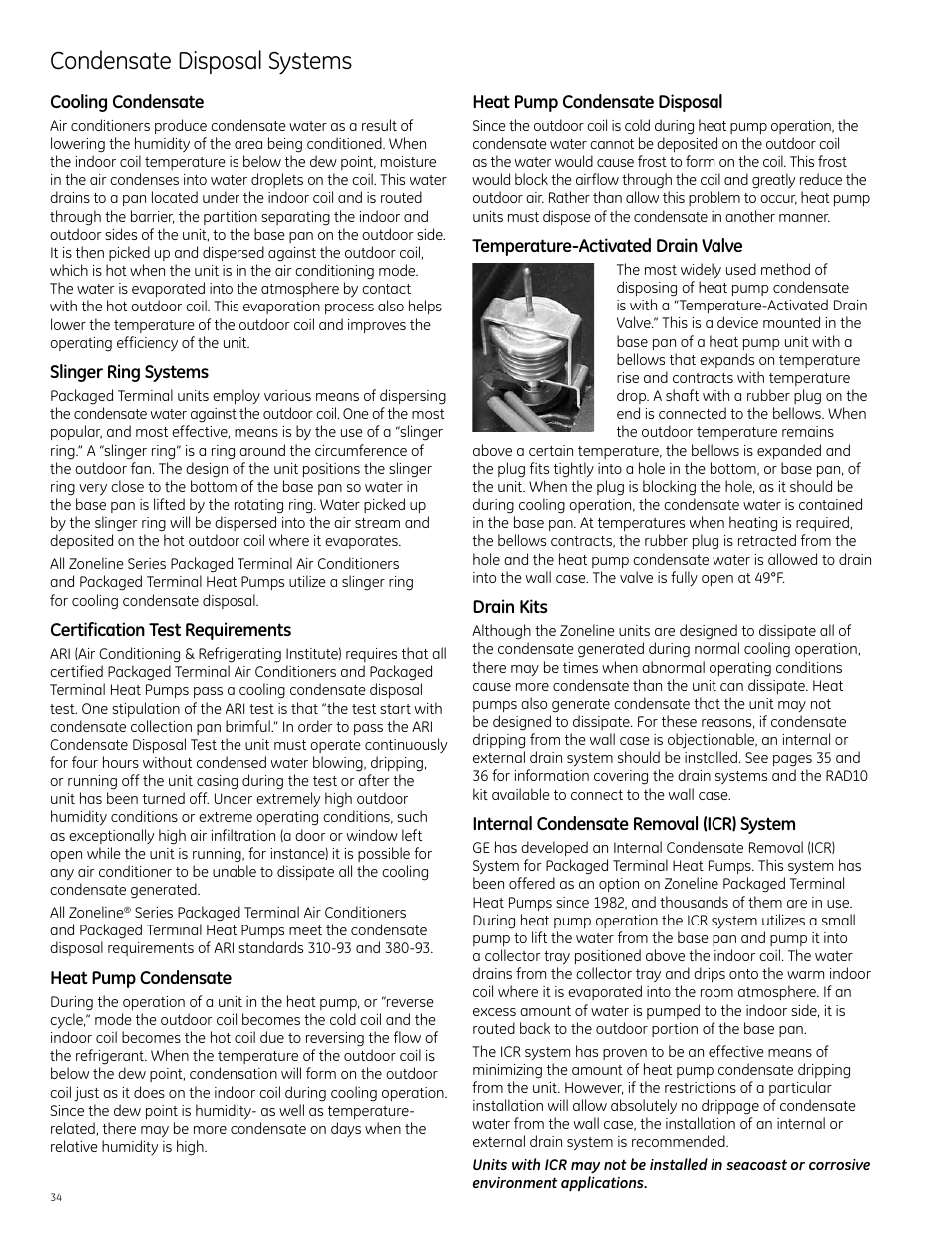 Condensate disposal systems | GE Monogram 5800 Series User Manual | Page 34 / 60