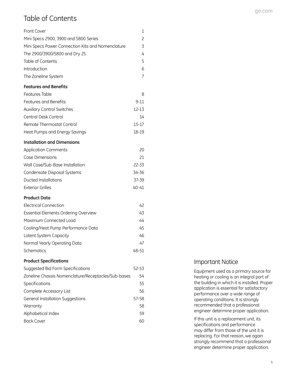 GE Monogram 5800 Series User Manual | Page 5 / 60