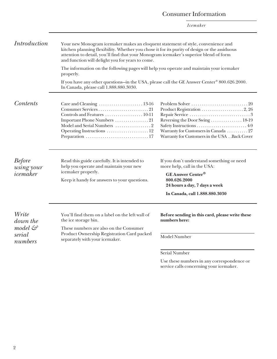 GE Monogram ZDIS15 User Manual | Page 2 / 46